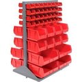 Global Equipment Mobile Double Sided Floor Rack - 88 Red Stacking Bins 36 x 54 500164RD